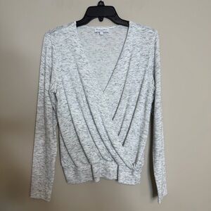 Michael Stars Brushed Heather Gray Wrap Long Sleeve Top Size Small